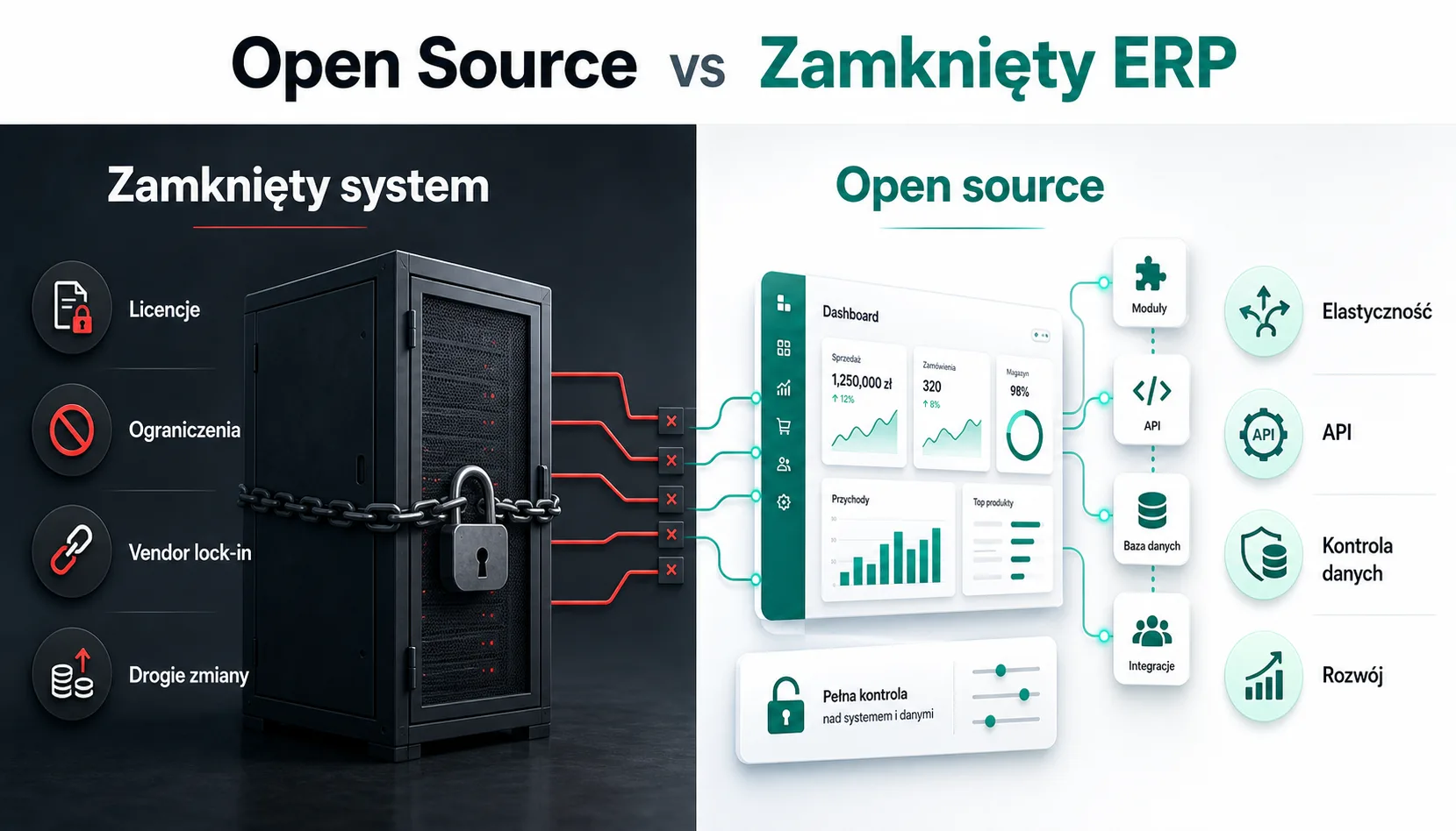 Porównanie zamkniętego systemu ERP i open source